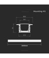 2000mm VT-71006 monteringssæt - med diffuser til LED-strip, indbygget, 17x14mm, sølv