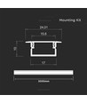 2m aluprofil monteringssæt - Alu-farvet, 17x10mm, indbygget, inkl. cover