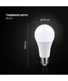 A65 VT-2017 LED 17W E27 - plastpære, Cree chip, 4000K, 200°, 6 års garanti