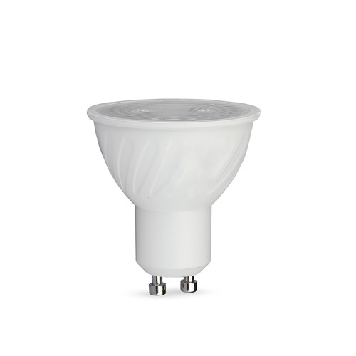 GU10 6W LED pære - 38°, 445lm, erstatter 60W, hvid plast