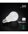 E27 9W LED pære - A60, 806lm, erstatter 60W, hvid plast