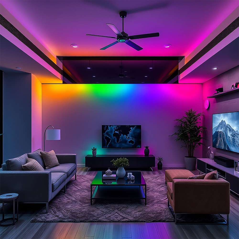5m RGBIC Neon Flex LED sæt - 5V USB, Bluetooth app, fjernbetjening - Kulør : RGB