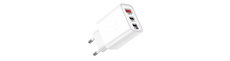3-port USB oplader 65W - Hvid, USB-C+USB-A, perfekt til mobil og lamper