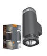 GU10 dobbelt facade væglampe - IP54 udendørs, grå, op/ned lys, uden lyskilde