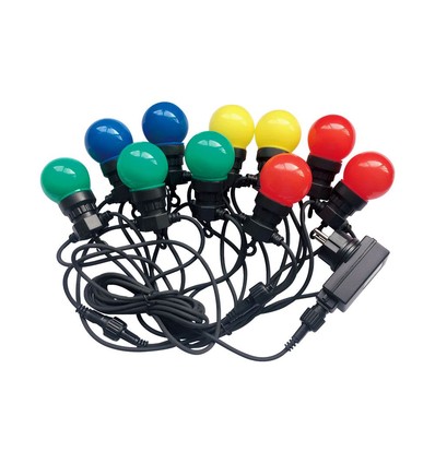 10M VT-71020 LED lyskæde 0,5W - 20 pærer, EU stik RGBY, 24V