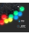 LED lyskæde med 20 stk. farvede pærer - 0,5W pærer, 10 meter, inkl. lyskilde