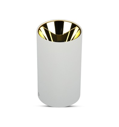 GU10 påbygningsspot - Hvid / Guld, Ø8cm, aluminium, uden lyskilde