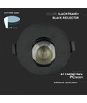 GU10 indbygningsspot - Sort, rund, aluminium, hul: Ø7,5 cm, mål: Ø8,3 cm, IP20