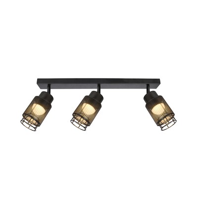 18W LED designer loftslampe med 3 spots - 2160lm, 3000K, mat sort, justerbar, inkl. lyskilde