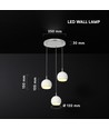 3x10W LED designer pendellampe - 3600lm, 3000K, børstet nikkel, hvid finish