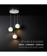 120x150 mm VT-89023 hængelampe 3x10W - LED, dekorativ, 3000K, børstet nikkel + hvid