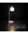 10W dekorativ LED bordlampe - Ø16 x 44 cm, 1200lm, børstet nikkel og hvid, 3000K