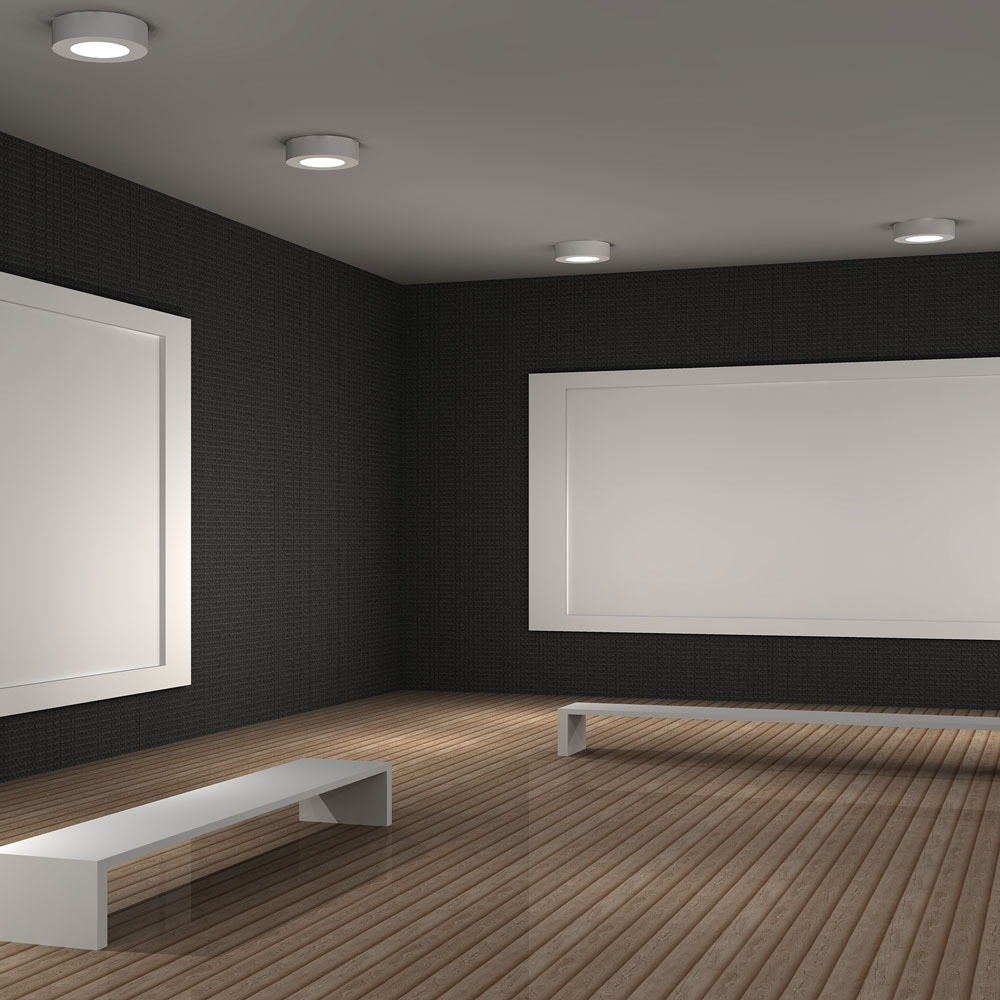 6W Ø9cm LED loftlampe - 4000K, 420lm, hvid kant, rund, inkl. lyskilde - Kulør : Neutral