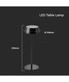 2W genopladelig LED bordlampe, IP54 - 200lm, dæmpbar, touch, 8-10 timers batteri, sort finish