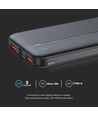 10000 VT-10000 powerbank - 10000mAh, hurtigopladende, sort