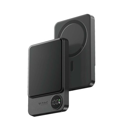 9mm Ultra Tynd powerbank - 10000mAh, aluminiumlegering, magnetisk, trådløs hurtigopladning, rumgrå