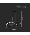 Ø500 VT-7799 hængende dekorativ lampe - 3000K, sort hus