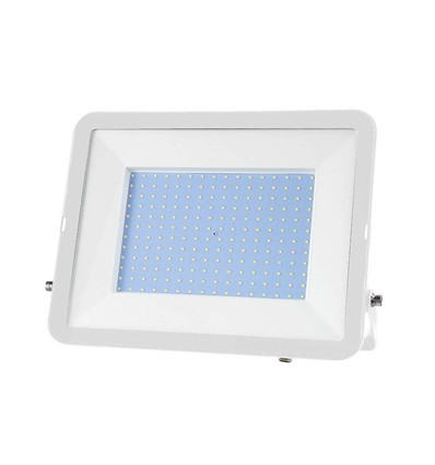 200W LED projektør med Samsung chip - 100lm/W, IP65, hvid krop, hvidt glas, 6500K