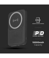 10000mAh magnetisk trådløs powerbank, 20W - Sort, inkl. metalring