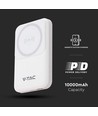 VT-3529 Powerbank - 10000mAh, magnetisk, trådløs, med metalring, hvid