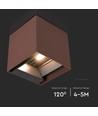 Vt-11109 LED 9W - COB solvæglampe med PIR-sensor, 3000K, corten hus, IP65