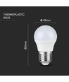 G45 VT-2176 plastpære 4,5W E27 - 6500K, 3 stk./pakke