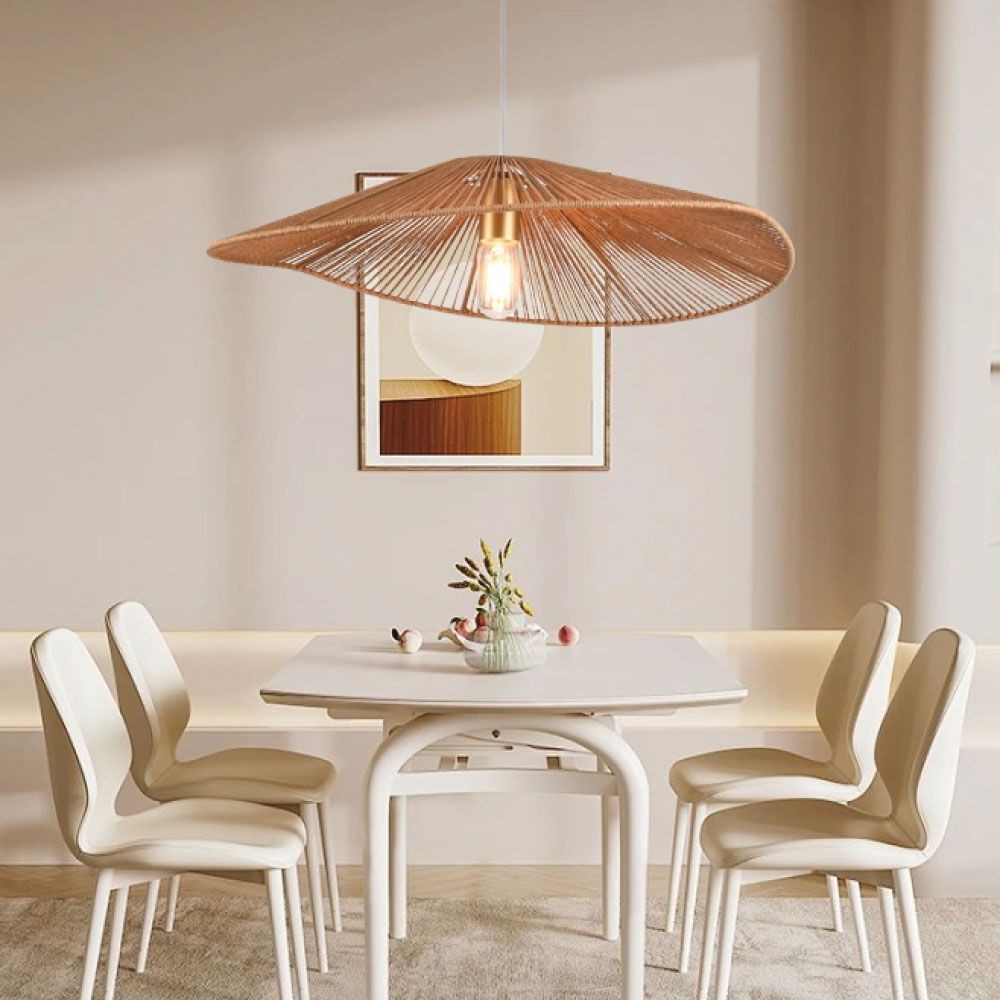 E27 designer pendelophæng med hampereb - 60cm, brun, IP20, uden lyskilde