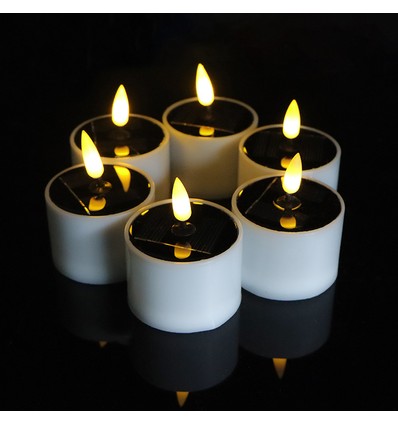 6-pak LED solcelle stearinlys - Ø5cm, 6,4cm høj, IP44 udendørs
