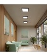 40W Loftslampe, Justerbar Watt og CCT - 3 lyskulører, 24/35/40W, 5 års garanti, Firkantet, Sort kant