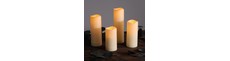 4-pak LED Udendørs bloklys, inkl. fjernbetjening, Ø5,5cm - Højde: 10/13/15/17cm, Batteri, timerfunktion, trådløs, tåler vand