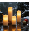 4-pak LED Udendørs bloklys, inkl. fjernbetjening, Ø5,5cm - Højde: 10/13/15/17cm, Batteri, timerfunktion, trådløs, tåler vand