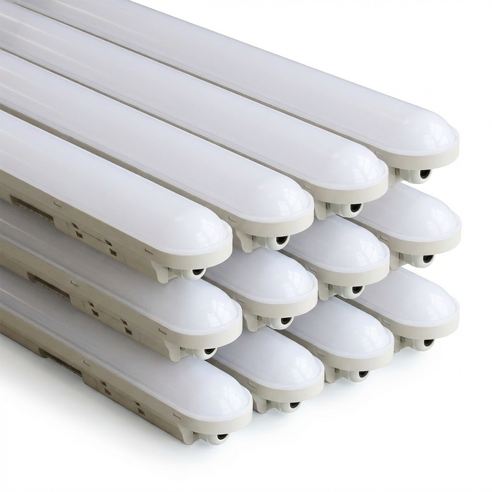 12 stk. Spectrum Limea Connect 36W LED armatur - 120cm, IP65 vandtæt, 147 lm/W, gennemfortrådet, 230V - Dæmpbar : Ikke dæmpbar, Kulør : Kold