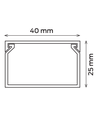 40x25 Kabelkanal med tape - Hvid, 40x25mm, Længde 2m