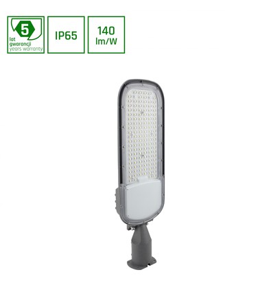 555mm Streetos 2 gadebelysning 100W - neutral hvid, 230V, 145/75°, IP65, IK09, 172x114mm, grå, 5 års garanti