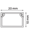 10 stk. 20x10 Kabelkanal med tape - Hvid, 20x10mm, Længde 2m