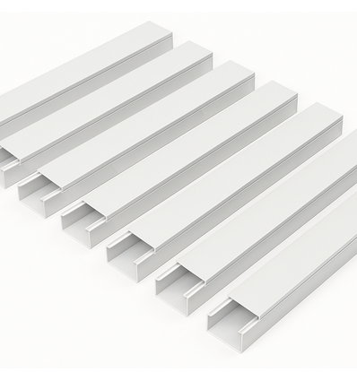 10 stk. 60x40 Kabelkanal med tape - Hvid, 60x40mm, Længde 2m