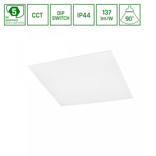 600x600 Algine Panel 26W/36W/46W - CCT 230V 90° IP44 UGR19 34mm hvid 5 års garanti
