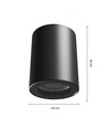 GU10 påbygningsspot - Sort, IP44, rund, loftlampe, uden lyskilde