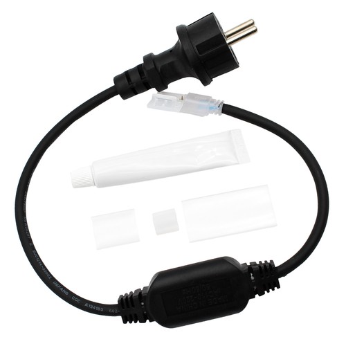 50cm Vandtæt stik til 230V LED strip (Slim COB) - Inkl. endeprop, 230V