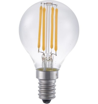 E14 4W dæmpbar LED kronepære - G45, filament, 2200K, klar glas