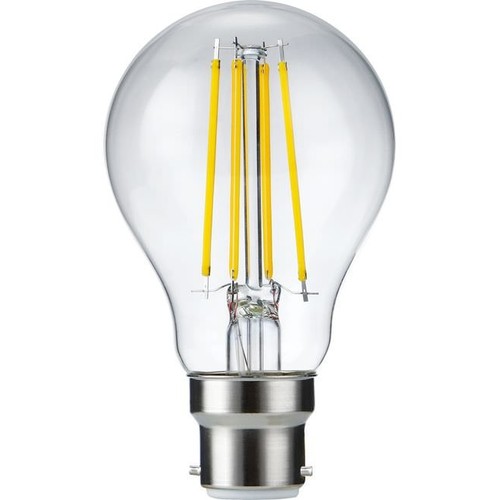 B22d 8W dæmpbar LED pære - A60, filament, klar glas, 2700K