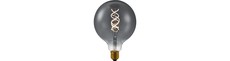 E27 5W dæmpbar LED pære - G125, Double Helix filament, røgfarvet glas, 2200K