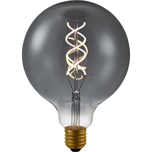 E27 5W dæmpbar LED pære - G125, Double Helix filament, røgfarvet glas, 2200K