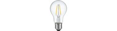 E27 4W LED filamentpære med lyssensor - A60, 470lm, 2700K, klart glas