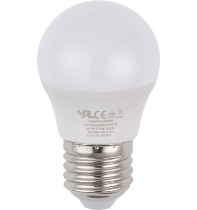 E27 3W LED kronepære, 12-60V - G45, opal glas, 3000K