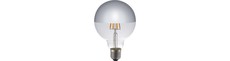 E27 4W dæmpbar LED globepære - G95, topforsølvet, filament, 2500K, sølv spejl