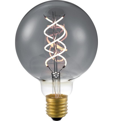 E27 5W dæmpbar LED pære - G95, Double Helix, Smoke, 2200K, 120lm