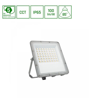 50W NOCTIS MAX CCT projektør - IP65, 3 lyskulører, grå, udendørs