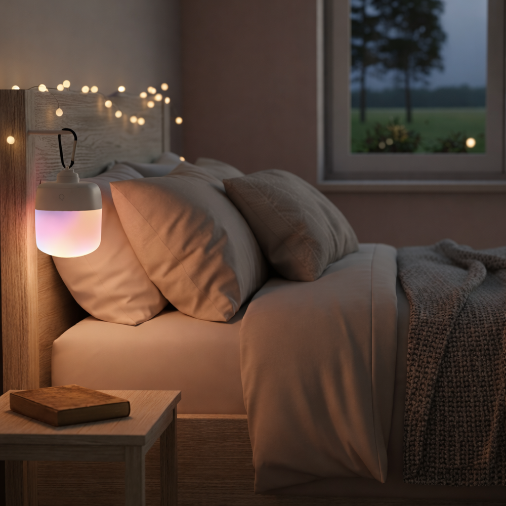 Genopladelig RGBW LED lampe - Magnetisk & USB-C, Inkl. Fjernbetjening & Karabinhage - Dæmpbar : Dæmpbar, Kulør : Neutral