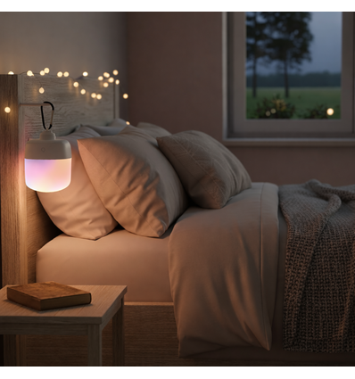 Genopladelig LED lampe RGBW - Magnetisk & USB-C, Inkl. Fjernbetjening & Karabinhage